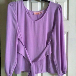 Purple Long Sleeve Dress Blouse